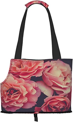 Pink Rose Vintage Soft Sided Travel Pet Carrier Tote Handtasche Tragbare kleine Pet Carrier Umhängetasche von GUVAA