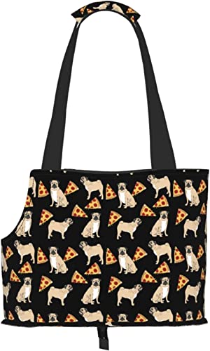 Pug Dogs Pizza Soft Sided Travel Pet Carrier Tote Handtasche Tragbare kleine Haustier-Tragetasche Umhängetasche von GUVAA