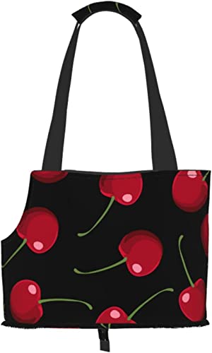 Red Cherry Fruit Soft Sided Travel Pet Carrier Tote Handtasche Tragbare kleine Haustier-Tragetasche Umhängetasche von GUVAA