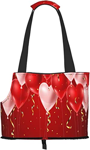Rote glückliche rosa Luftballons weichseitige Reise-Haustier-Tragetasche Handtasche Tragbare kleine Haustier-Tragetasche Schultertasche Rote glückliche rosa Luftballons weichseitige Reise-Haustier-Tragetasche Handtasche Tragbare kleine Haustier-Tragetasche Schultertasche von GUVAA