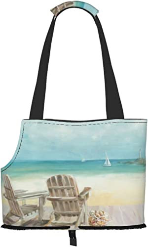 Seaside Morning Aquarellkunst Weichseitige Reise-Haustiertragetasche Handtasche Tragbare kleine Haustiertragetasche Umhängetasche von GUVAA