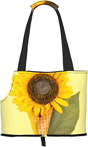 Summer Sunflower Cone Yellow Soft Sided Travel Pet Carrier Tote Handtasche Portable Small Pet Carrier Shoulder Bag von GUVAA