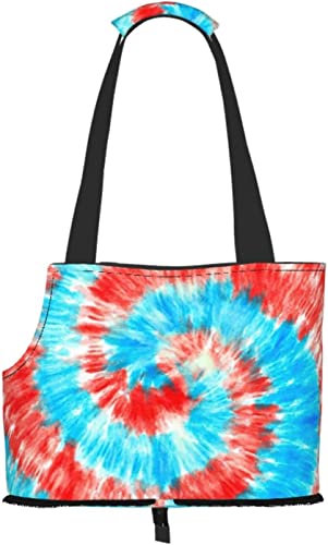 Tie Dye Swirls Rot Blau Weiche Seiten Reise-Haustier-Tragetasche Tragetasche Tragbare kleine Haustier-Tragetasche Umhängetasche von GUVAA