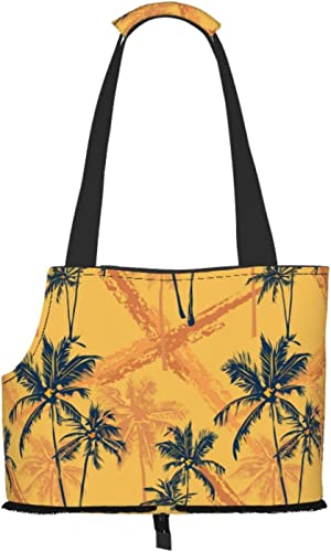 Tropische Darstellung von Palmen, weiche Seiten, Reise-Haustiertragetasche, Tragetasche, tragbare kleine Haustiertragetasche, Umhängetasche von GUVAA