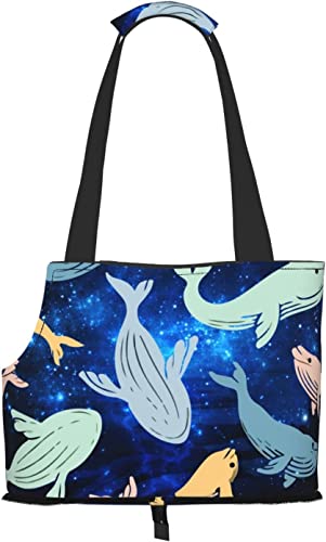 Whale Dolphin Galaxy Soft Sided Travel Pet Carrier Tote Handtasche Tragbare kleine Haustier-Tragetasche Umhängetasche von GUVAA