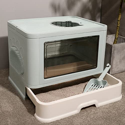 Katzen Toiletten, Große Faltbare Katzenklo mit Deckel, Katzentoilette vom Typ Schublade, Doppeltürige Katzentoiletten, 48.5×38×36.5cm-grün Katzen Toiletten, Große Faltbare Katzenklo mit Deckel, Katzentoilette vom Typ Schublade, Doppeltürige Katzentoiletten, 48.5×38×36.5cm-grün von GUYIRT