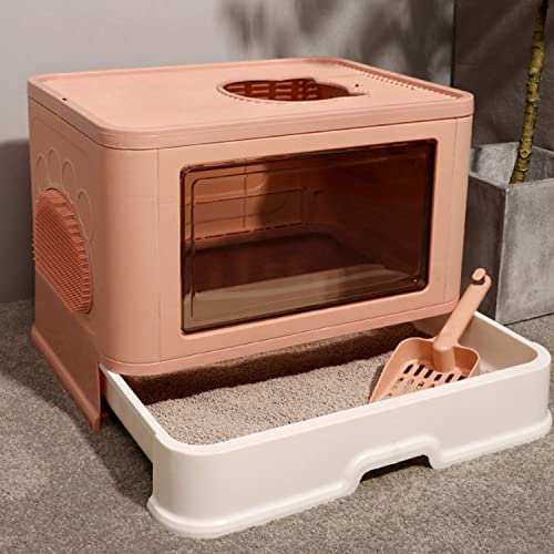 Katzen Toiletten, Große Faltbare Katzenklo mit Deckel, Katzentoilette vom Typ Schublade, Doppeltürige Katzentoiletten, 48.5×38×36.5cm-rosa Katzen Toiletten, Große Faltbare Katzenklo mit Deckel, Katzentoilette vom Typ Schublade, Doppeltürige Katzentoiletten, 48.5×38×36.5cm-rosa von GUYIRT