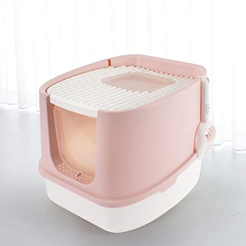 Katzentoilette, Haustiertoilette, Katzenklo mit Deckel, 2 Öffnungen, Große Kapazität, Auslaufsicherer Boden, Leicht zu Reinigen-rosa Katzentoilette, Haustiertoilette, Katzenklo mit Deckel, 2 Öffnungen, Große Kapazität, Auslaufsicherer Boden, Leicht zu Reinigen-rosa von GUYIRT