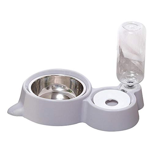 Fressnäpfe für KatzenDouble Dog Cat BowlsAutomatische Haustier-Feeder Wasserspender Katze Hund Trinkschale Hund Feeder Dish Cat Feeding-Grey_M von GVRPV