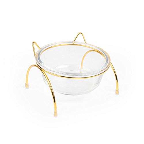 Glass Dog Cat Bowl Puppy Food Bowl with Iron Frame Water Feeder Bowl Food -Single_Set von GVRPV