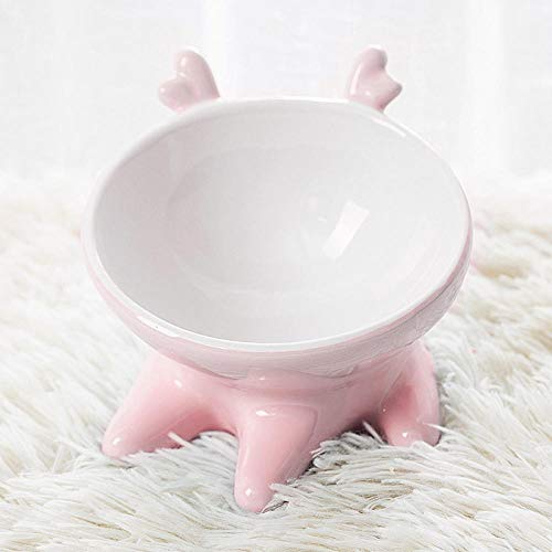 Haustier schusselDouble Dog Cat BowlsPet Ceramic Cute Cat Bowl Kleine Hundenahrungsschalen Wasserzufuhr rutschfeste Cervical Protect Geschirrzubehör Sicher bleifreie Glasur-A von GVRPV