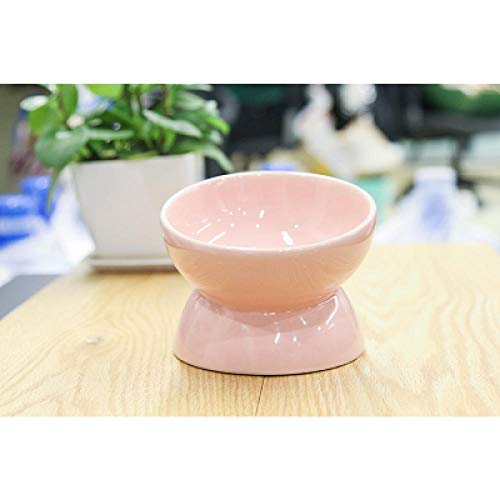 Haustier schusselHaustier schusselPet Feeder Bowl High-Foot Single Mouth Skidproof Keramik Hund Katzenfutterschalen Cervical Health Protective Pet Produkt Trinkschale-Pink_L von GVRPV