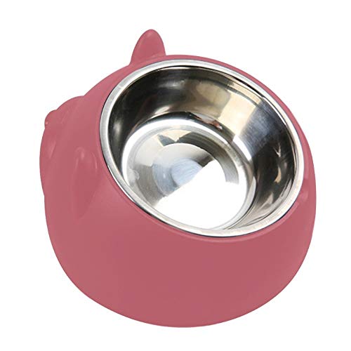 Stainless Steel Cat Dog Food Bowl 15°Slanted Non-Slip Pet Feeder Utensils Puppy Kitten Feeding Container -Pink von GVRPV