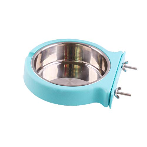 Stainless Steel Pet Feeding Bowl Cage Hanging Dog Cat Food Water Bowl Pet Eating Drinking Dish Dog Cage Bowls Pet Feeder-Blue_L von GVRPV
