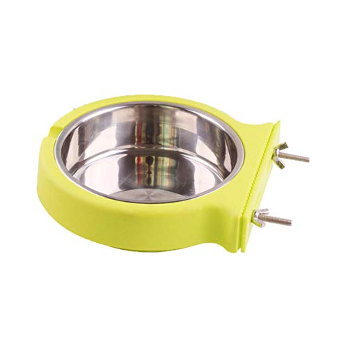 Stainless Steel Pet Feeding Bowl Cage Hanging Dog Cat Food Water Bowl Pet Eating Drinking Dish Dog Cage Bowls Pet Feeder-Green_S von GVRPV