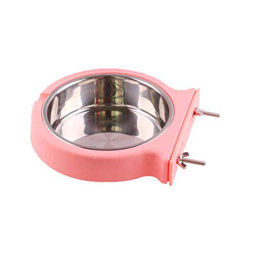 Stainless Steel Pet Feeding Bowl Cage Hanging Dog Cat Food Water Bowl Pet Eating Drinking Dish Dog Cage Bowls Pet Feeder-Pink_S von GVRPV