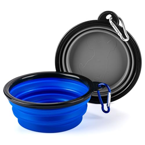 GWAWG Faltbare Hundenäpfe mit Flaschentrager, Reise-Wassernapf, faltbarer Hundenapf mit verbessertem Karabiner, tragbarer Silikon-Wassernapf, Haustierfutter-Futternapf für den Außenbereich, 2 Stück GWAWG Faltbare Hundenäpfe mit Flaschentrager, Reise-Wassernapf, faltbarer Hundenapf mit verbessertem Karabiner, tragbarer Silikon-Wassernapf, Haustierfutter-Futternapf für den Außenbereich, 2 Stück von GWAWG