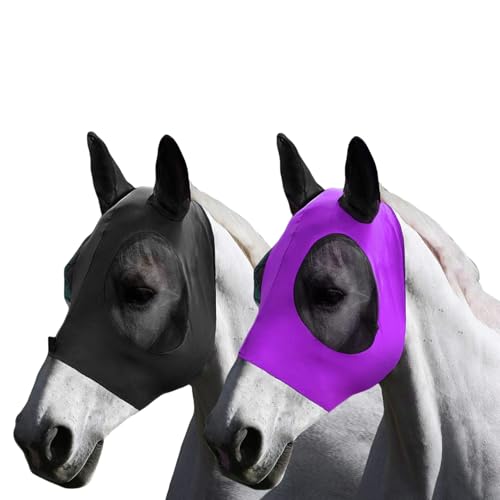 GWAWG Pack of 2 Horse Fly Mask, Horse Fly Mask Large Eye Space with Ears, Fly Fringe for Horses, Comfort Stretchy UV Protection for Horse GWAWG Pack of 2 Horse Fly Mask, Horse Fly Mask Large Eye Space with Ears, Fly Fringe for Horses, Comfort Stretchy UV Protection for Horse von GWAWG