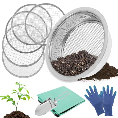 GWCYMYD 5 in 1 Gartensieb Rund 24cm mit 5 Auswechselbaren Sieben Kompostsieb Edelstahl Maschendurchmesser 3 6 9 10 12mm Rostfrei Durchwurfsieb Rund für Kies Flusssand Unkraut Katzenstreu Samen GWCYMYD 5 in 1 Gartensieb Rund 24cm mit 5 Auswechselbaren Sieben Kompostsieb Edelstahl Maschendurchmesser 3 6 9 10 12mm Rostfrei Durchwurfsieb Rund für Kies Flusssand Unkraut Katzenstreu Samen von GWCYMYD