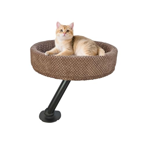 Katzenbett Schreibtisch,Um Drehbar und mit Einer Tragkraft Von 20 Kg, Katzenbett Erhöht,Ideal Als Schlafplatz für Katzen Im Homeoffice, Ganzjährig Geeignet(Color:braun) von GWZHQIF