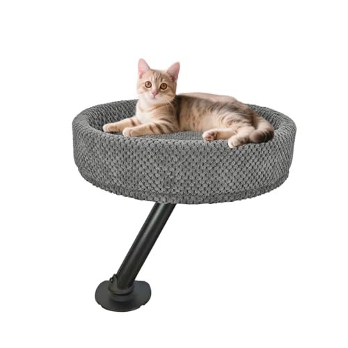 Katzenbett Schreibtisch,Um Drehbar und mit Einer Tragkraft Von 20 Kg, Katzenbett Erhöht,Ideal Als Schlafplatz für Katzen Im Homeoffice, Ganzjährig Geeignet(Color:grau) von GWZHQIF