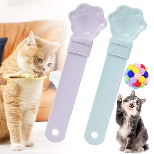 GXHNB Happy Spoon for Cats, Cat Strip Happy Spoon, Cat Wet Treat Squeeze Treat Spoon, Happy Cat Treat Spoon and Dispenser, Cuddles and Meow Happy Spoon (2PCS-B) von GXHNB