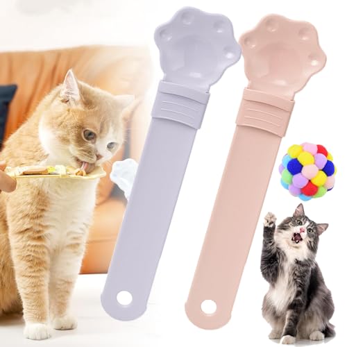 GXHNB Happy Spoon for Cats, Cat Strip Happy Spoon, Cat Wet Treat Squeeze Treat Spoon, Happy Cat Treat Spoon and Dispenser, Cuddles and Meow Happy Spoon (2PCS-E) von GXHNB