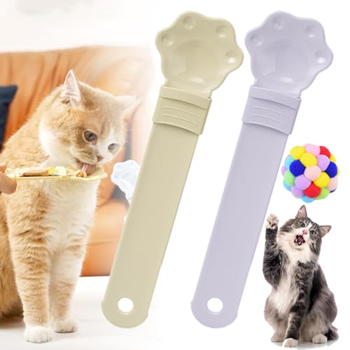 GXHNB Happy Spoon for Cats, Cat Strip Happy Spoon, Cat Wet Treat Squeeze Treat Spoon, Happy Cat Treat Spoon and Dispenser, Cuddles and Meow Happy Spoon (2PCS-H) von GXHNB