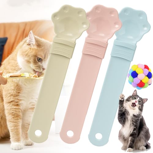 GXHNB Happy Spoon for Cats, Cat Strip Happy Spoon, Cat Wet Treat Squeeze Treat Spoon, Happy Cat Treat Spoon and Dispenser, Cuddles and Meow Happy Spoon (3PCS-B) von GXHNB