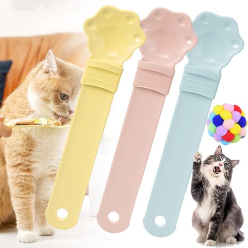 GXHNB Happy Spoon for Cats, Cat Strip Happy Spoon, Cat Wet Treat Squeeze Treat Spoon, Happy Cat Treat Spoon and Dispenser, Cuddles and Meow Happy Spoon (3PCS-C) von GXHNB