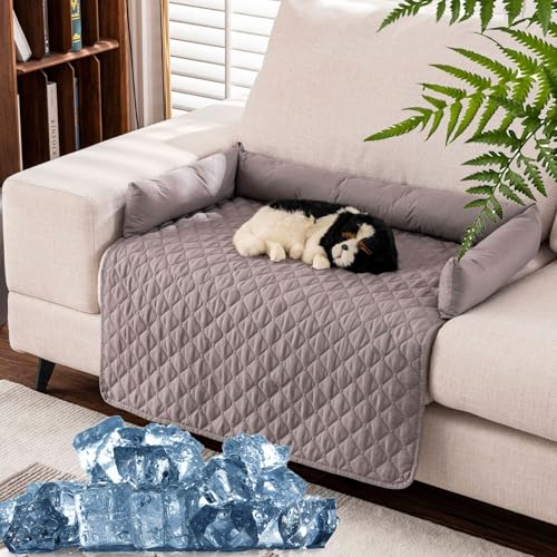 GXHNB Pelzbarn KüHlendes Sofabettm, Pelzbarn HeatRelief Cooling Dog Bed, Vier Jahreszeiten Universal Ice Silk Cool Pad Kleine Und Mittlere Katzen (Hellgrau,90 * 120) von GXHNB