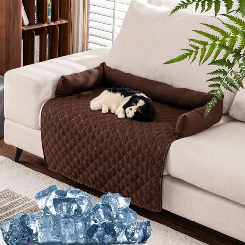 GXHNB Pelzbarn KüHlendes Sofabettm, Pelzbarn HeatRelief Cooling Dog Bed, Vier Jahreszeiten Universal Ice Silk Cool Pad Kleine Und Mittlere Katzen (Kaffee,90 * 120) von GXHNB