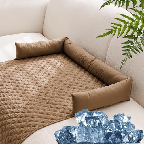GXHNB Pelzbarn KüHlendes Sofabettm, Pelzbarn HeatRelief Cooling Dog Bed, Vier Jahreszeiten Universal Ice Silk Cool Pad Kleine Und Mittlere Katzen (Kamel,75 * 120) von GXHNB