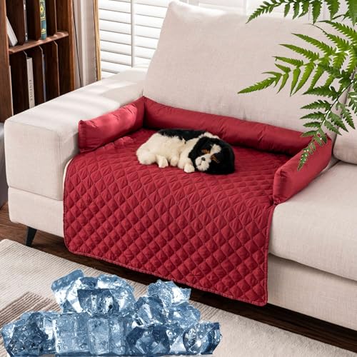 GXHNB Pelzbarn KüHlendes Sofabettm, Pelzbarn HeatRelief Cooling Dog Bed, Vier Jahreszeiten Universal Ice Silk Cool Pad Kleine Und Mittlere Katzen (Rot,75 * 120) von GXHNB