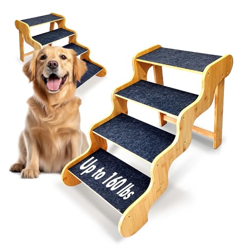 GXONE Hundetreppe für große Hunde, Bambus, 4-stufige Hundetreppe zu Hochbett oder Couch, stabile Hundetreppe kann große Hunde mit einem Gewicht von bis zu 72,6 kg tragen GXONE Hundetreppe für große Hunde, Bambus, 4-stufige Hundetreppe zu Hochbett oder Couch, stabile Hundetreppe kann große Hunde mit einem Gewicht von bis zu 72,6 kg tragen von GXONE