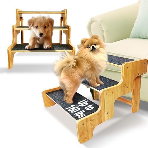 Hundetreppe für kleine Hunde, 38,1 cm hoch, 3-stufige Hundetreppe für Couch, Sofa und Stuhl, Haustiertreppe für ältere Haustiere und Katzen, rutschfeste Rampe für den Innenbereich, kann Haustiere mit Hundetreppe für kleine Hunde, 38,1 cm hoch, 3-stufige Hundetreppe für Couch, Sofa und Stuhl, Haustiertreppe für ältere Haustiere und Katzen, rutschfeste Rampe für den Innenbereich, kann Haustiere mit von GXONE