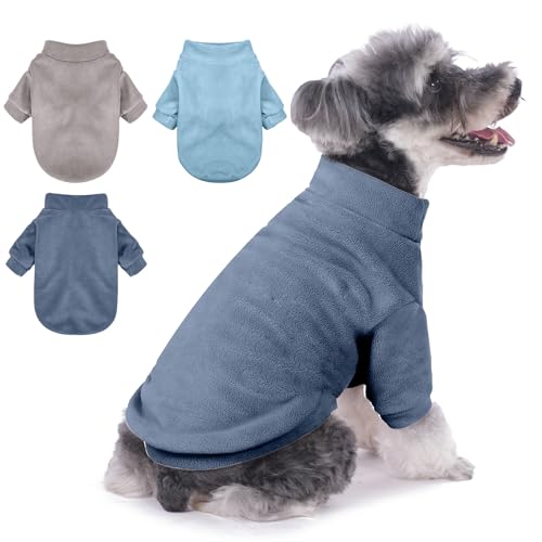 GYALAPERI Hundepullover, 3er-Pack, Hundepullover für kleine Hunde, Mädchen, Jungen, ultraweich, warm, Welpenkleidung für den Winter (Grau + Azurblau + Marineblau, Größe XX-Large) von GYALAPERI