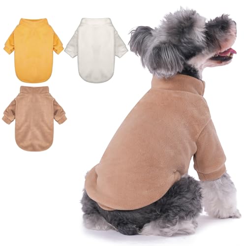 GYALAPERI Hundepullover, 3er-Pack, Hundepullover für kleine Hunde, Mädchen, Jungen, ultraweich, warm, Welpenkleidung für den Winter (Kamelfarben + Beige + Gelb, Größe XX-Large) von GYALAPERI
