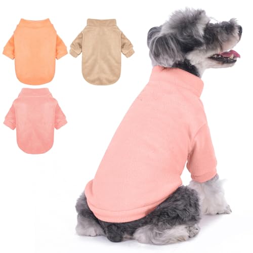 GYALAPERI Hundepullover, 3er-Pack, Hundepullover für kleine Hunde, Mädchen, Jungen, ultraweich, warm, Welpenkleidung für den Winter (Pfirsich + Hellkamel + Rosa, Größe XXL) von GYALAPERI