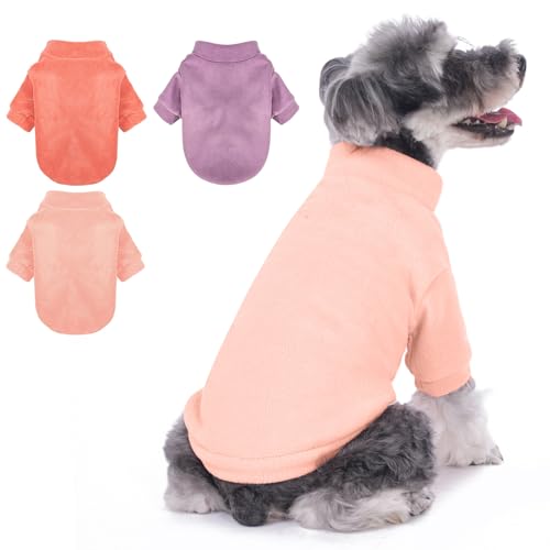 GYALAPERI Hundepullover, 3er-Pack, Hundepullover für kleine Hunde, Mädchen, Jungen, ultraweich, warm, Welpenkleidung für den Winter (Rose + Hellrosa + Hellviolett, Größe XXL) von GYALAPERI