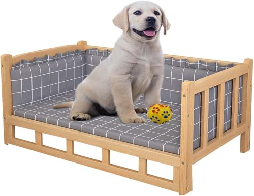 GYDUHYE Erhöhtes Hundebett mit Treppe, Holzrahmen, Haustiersofa, Kinderbett für mittelgroße und große Hunde, für drinnen und draußen, mit waschbarer, weicher Matratze (Größe: S, Farbe: keine Treppe) GYDUHYE Erhöhtes Hundebett mit Treppe, Holzrahmen, Haustiersofa, Kinderbett für mittelgroße und große Hunde, für drinnen und draußen, mit waschbarer, weicher Matratze (Größe: S, Farbe: keine Treppe) von GYDUHYE