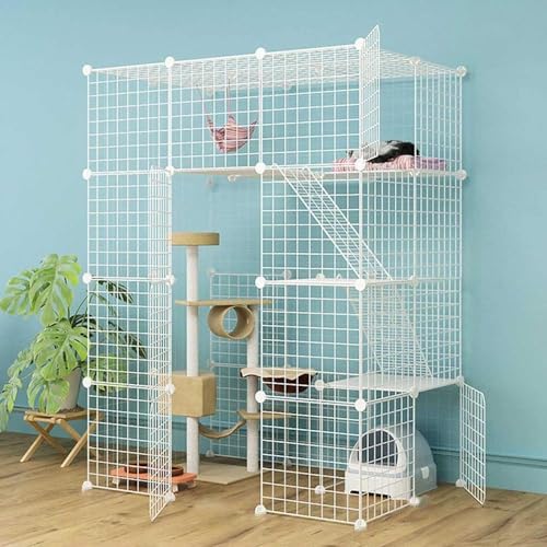 GYDUHYE Katzenkäfig, Katzengehege, für drinnen und draußen, Metallzaun, ideal für 1–4 Katzen, Welpen, Kaninchen, Kätzchen, geschlossener Bereich für Haustiere (Größe: 111 x 75 x 146 cm) von GYDUHYE