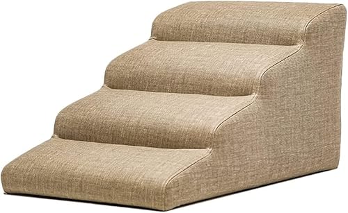 Katzentreppe mit innerem Holzrahmen, Haustiertreppe für Katzen, Haustiertreppe, Hundetreppe für Sofa, hochbelastbare Hochbett-Hundetreppe (Farbe: Hellbraun, Größe: 72 x 40 x 40 cm) von GYDUHYE