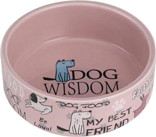 12 cm Keramik-Hundenapf mit Cartoon-Muster, niedlich, kaufest, spülmaschinen- und mikrowellengeeignet (Rosa) von GYJZZW
