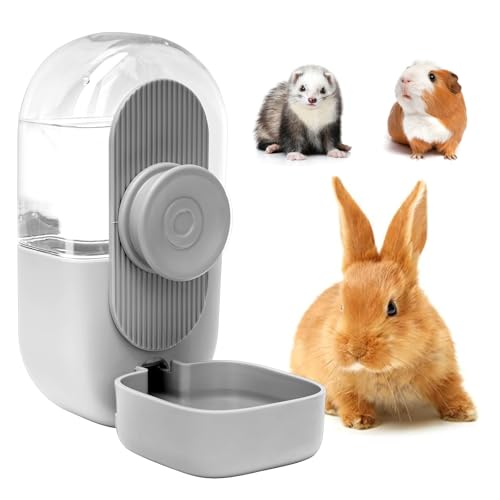 Automatische Kaninchen-Wasserflasche, zum Aufhängen, kein Tropfen, Schwerkraft-Wasserspender für Käfig, geeignet für Meerschweinchen, Kaninchen, Hamster und andere Kleintiere (800 ml, Grau) von GYJZZW