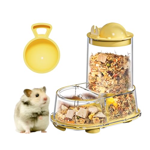 Automatischer Hamster-Futterspender Futternapf Schüssel Spender für syrische Zwerghamster, Rennmäuse, Maus, Meerschweinchen, Igel (Gelb) von GYJZZW