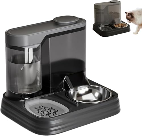 Automatischer Katzenfutterspender, 2-in-1 große Kapazität, abnehmbar, sicherer Hunde-/Katzenfutterspender und Wasserspender für Haustiere, Tiere und Wasserspender, automatischer Hund (Schwarz) von GYJZZW