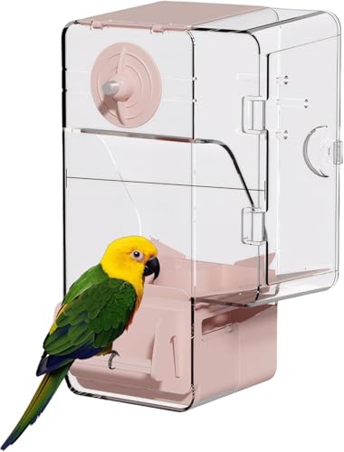 Automatischer Vogelfutterspender für Käfig, kein Chaos, perfekt für Sittiche, Nymphensittiche, Kanarienvögel und Papageien, fasst bis zu 550 ml Futter (Rosa) von GYJZZW