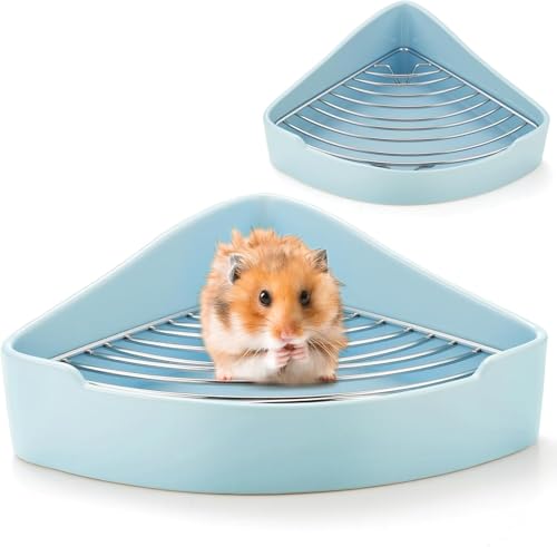 Ecktoilette aus Keramik, dreieckig, für Hamster, Meerschweinchen, Zuckergleiter, Igel, syrischer Hamster, Chinchilla, Rennmäuse und Frettchen (blau) von GYJZZW