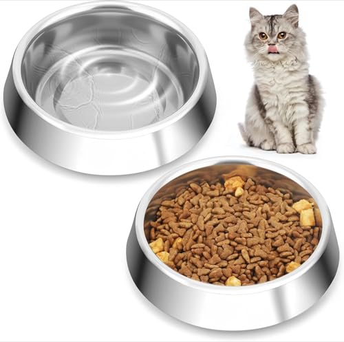 Futternäpfe für Katzen, Edelstahl, mit rutschfester Gummiunterseite, Metall-Wassernapf für den Innenbereich, Kätzchen, Welpen, leicht zu reinigen (S-220 ml, 2 Stück) von GYJZZW